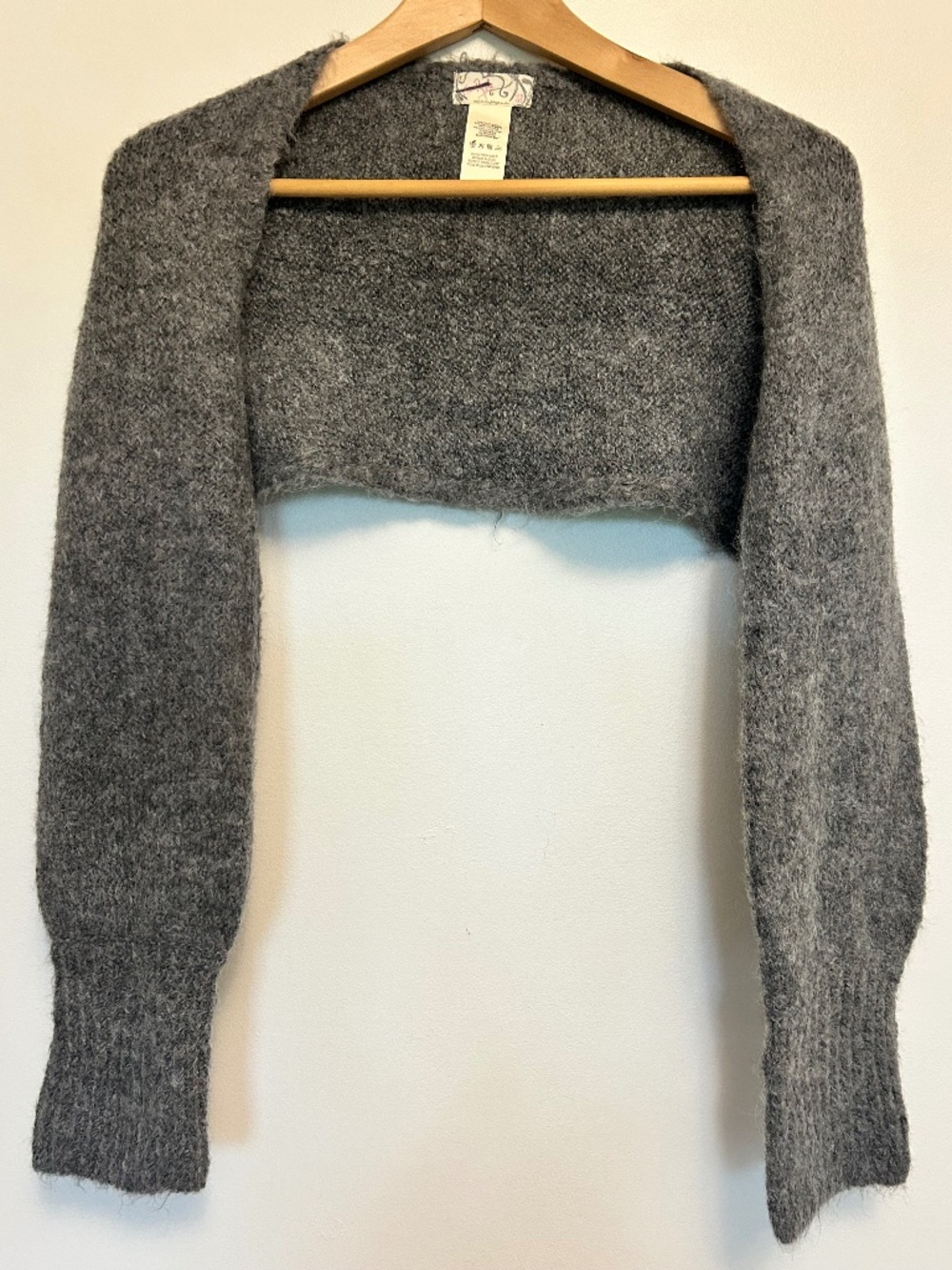 Free People Charcoal Grey Knit Crop Shrug Bolero Fairygrunge Boho Goblincore